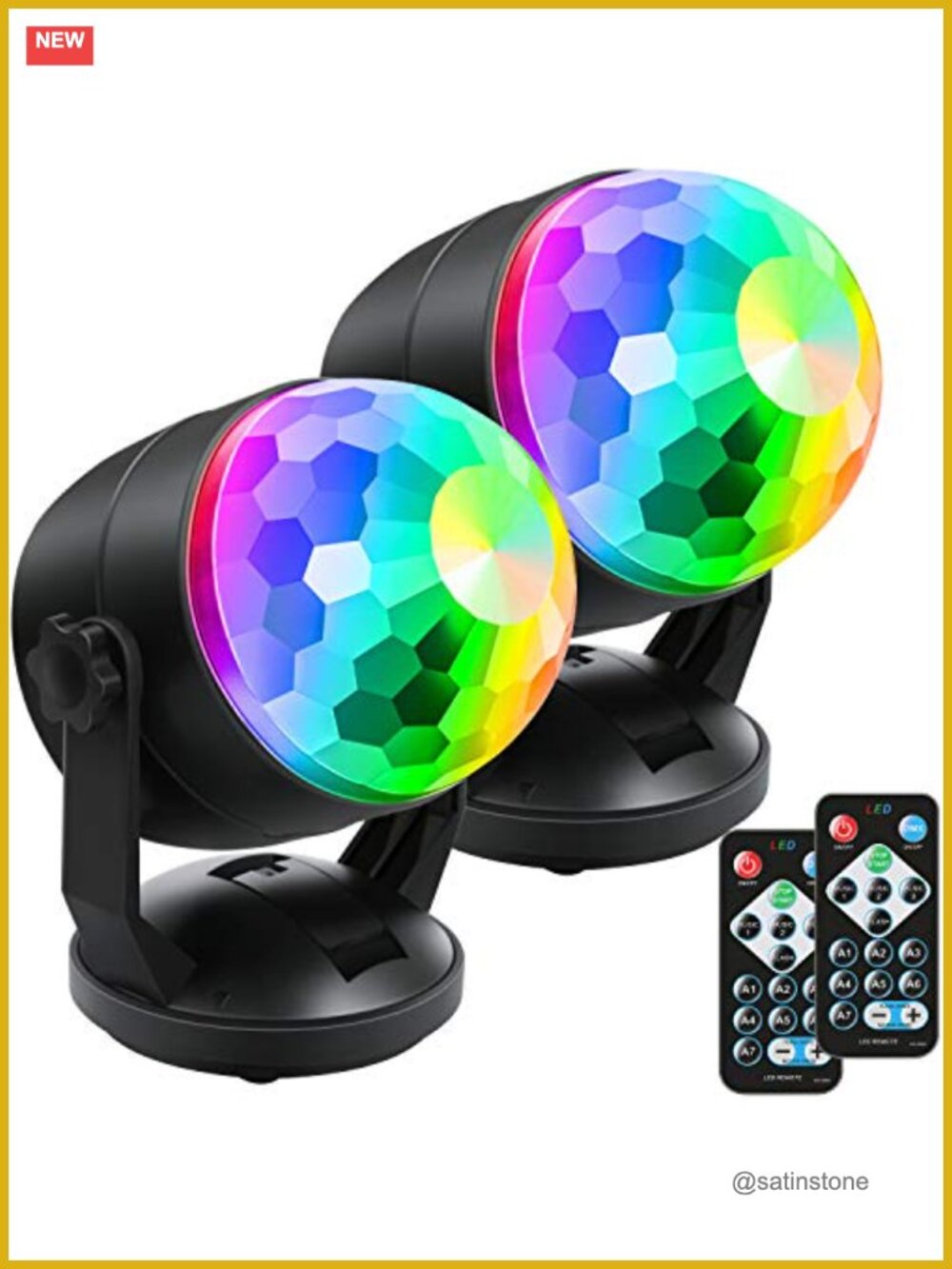 2-Pack Sound Activated Disco Ball Party Lights USB/Battery